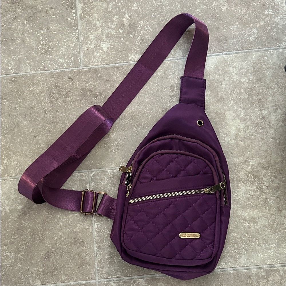 Purple Quilted Crossbody Sling Bag